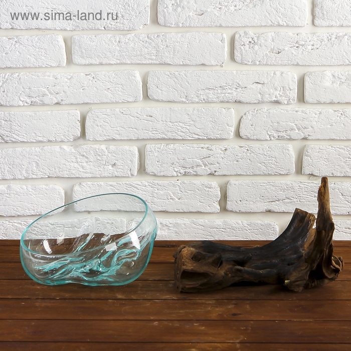 Вазон стекло на дереве "Забота" 20х25х25 см, МИКС