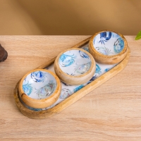 Набор розеток на подносе "Крабы" (3 шт) дерево манго 33,5х13х6,5 см