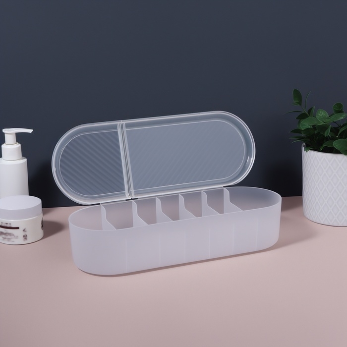 Органайзер для хранения, с крышкой, 7 секции, 28 × 10,5 см, цвет прозрачный Органайзер для хранения, с крышкой, 7 секции, 28 × 10,5 см, цвет прозрачный