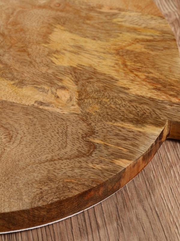 Доска разделочная круглая "Синие птицы" дерево манго 36х28 см