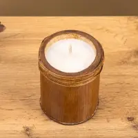 Свеча ароматизированная в бамбуке "Роза" 8х8х9 см, 200 мл, цв. бежевый