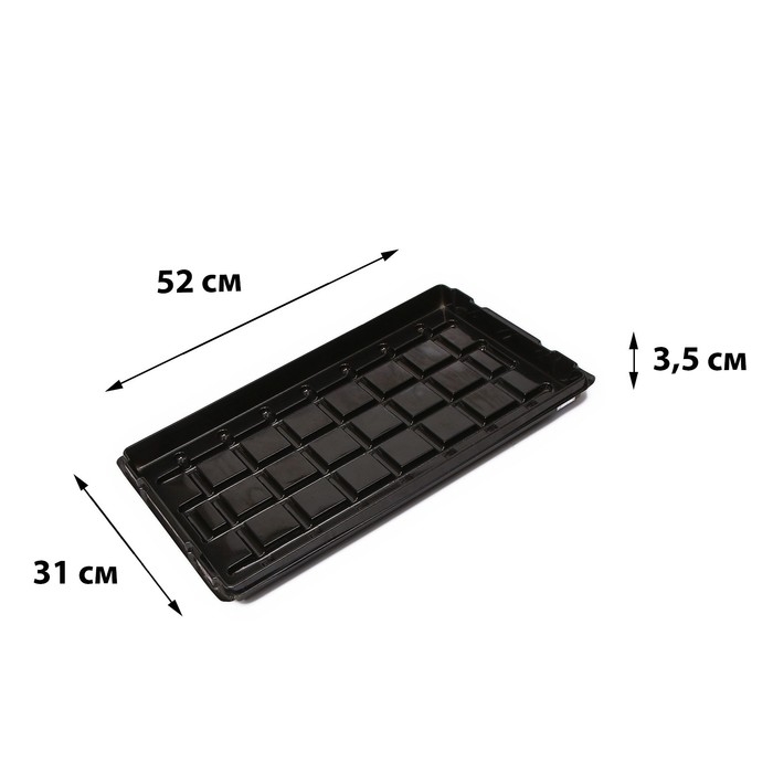 Поддон для рассады, 52 &times; 31 &times; 3,5 см, пластик, чёрный