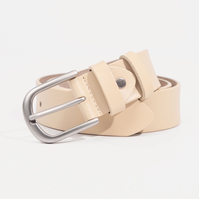 Ремень женский, ширина 3,5 см, винт, пряжка металл, цвет бежевый