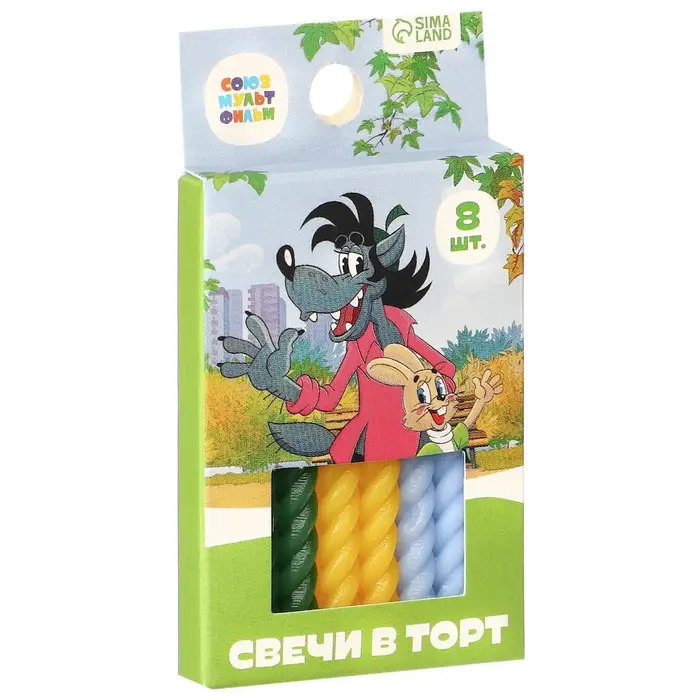 Свечи для торта &laquo;Ну погоди!&raquo;, 8 штук, Союзмультфильм