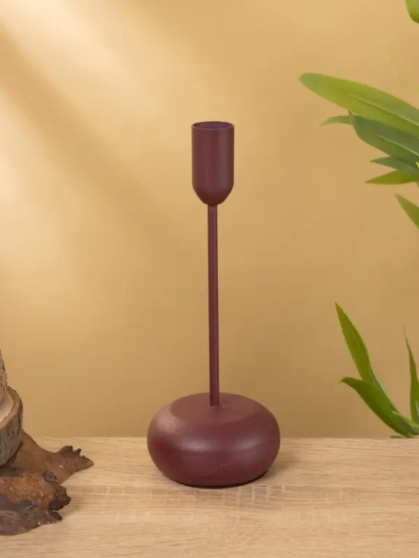 Подсвечник на 1 свечу текстурный "Баклажановый" 8х8х20 см