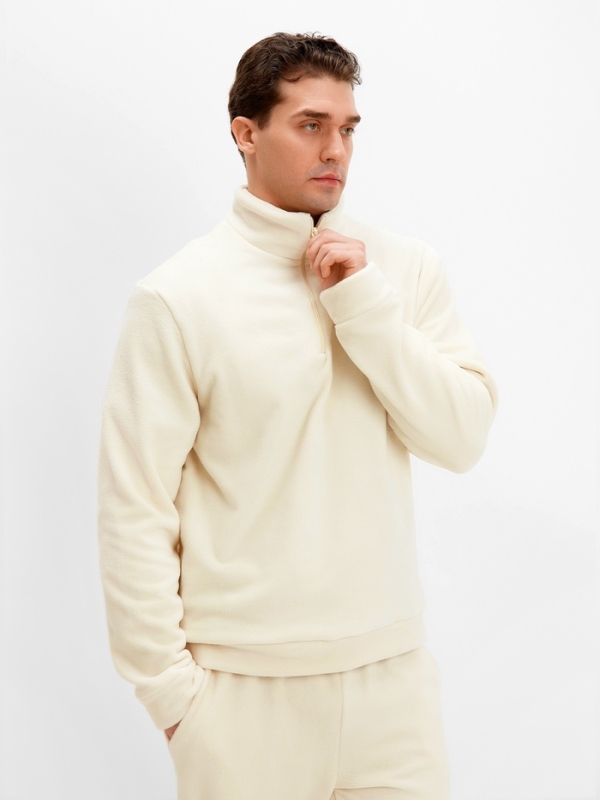 Джемпер флисовый мужской MINAKU: Fleece Soft цвет бежевый, р-р 54