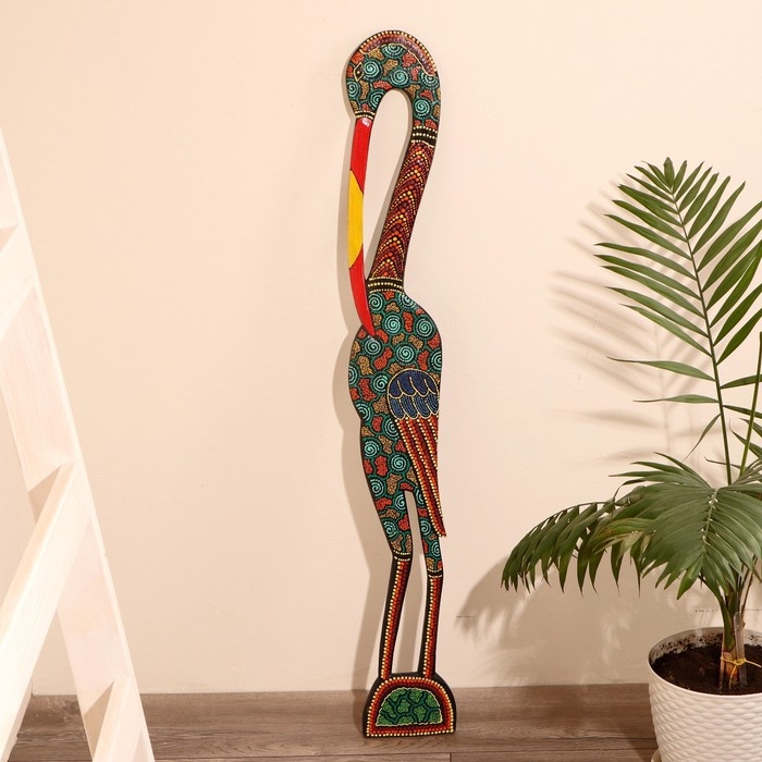 Панно настенное дерево "Аист цветной" 95х13х1 см МИКС