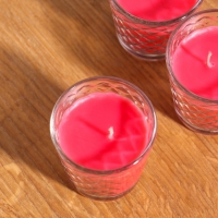 Свеча ароматическая в стакане (набор 3 шт) по 50 мл, 10 ч, 32 гр, ЗЕМЛЯНИКА