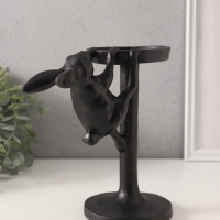 Подсвечник полистоун на 1 свечу "Мартовский заяц" чёрный 20х10,5х19,5 см