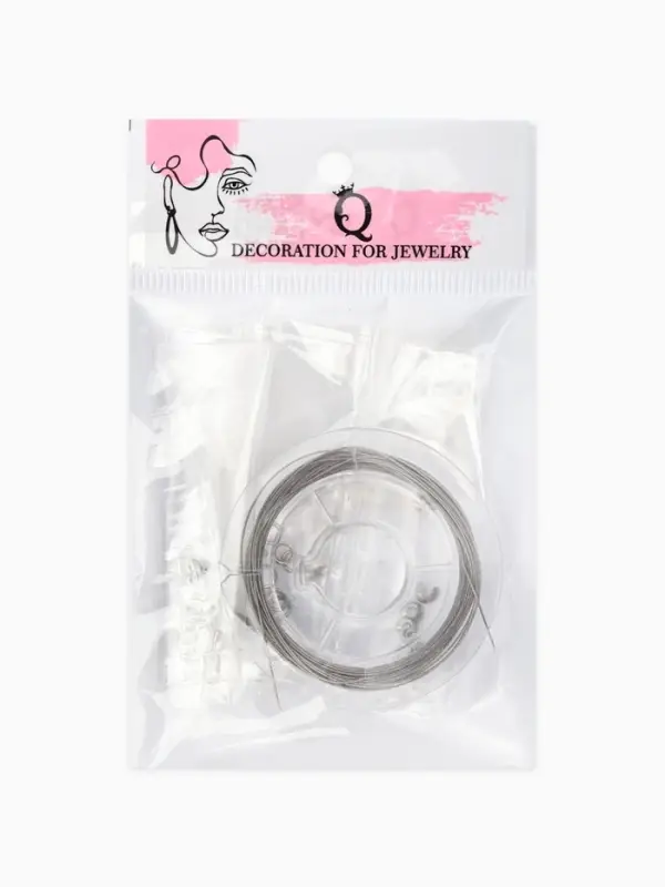 Набор для создания украшений Набор для создания украшений "База" тросик, кримпы, шапочка, протектор, кольца, 61 пред, цв серебро