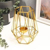 Подсвечник металл на 1 свечу "Геометрия" золото 17х12,5х14 см