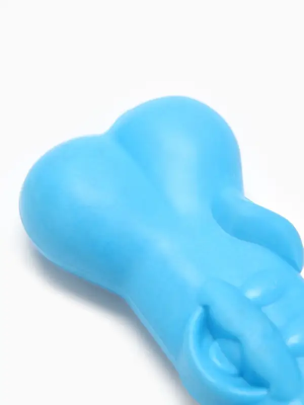 Игрушка жевательная "Кость с улыбкой", TPR, 9 см, голубая