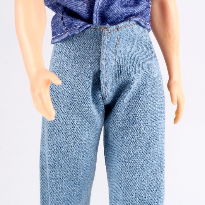 Джинсы для кукол мужчин, длина &mdash; 18 см, цвет голубой