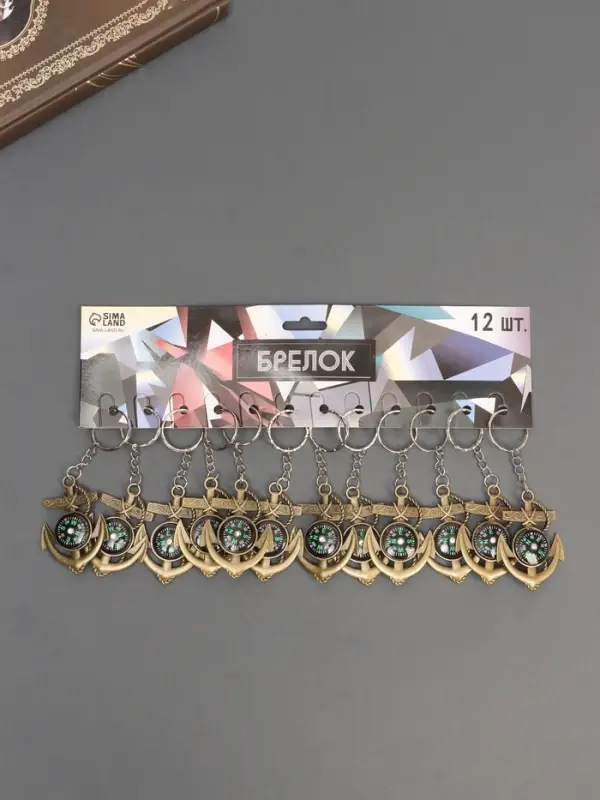 Брелок металл "Якорь с компасом" 5,8х4х0,8 см