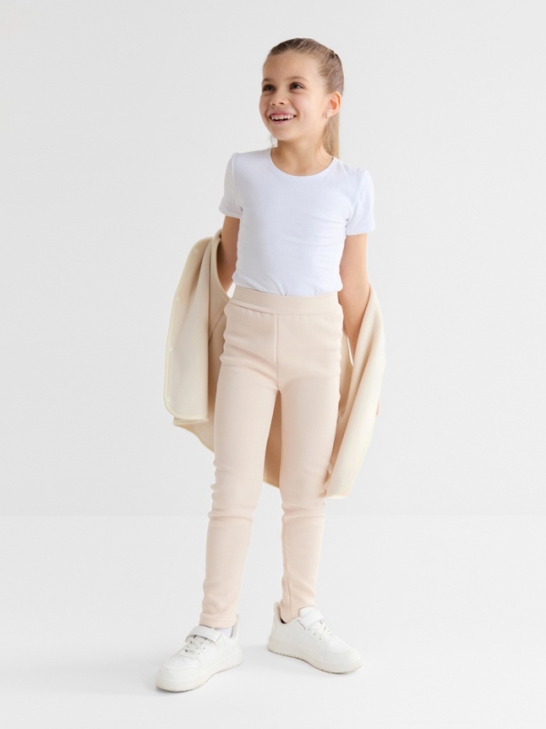 Легинсы для девочки на флисе Collorista, цвет молочный, рост 122 см