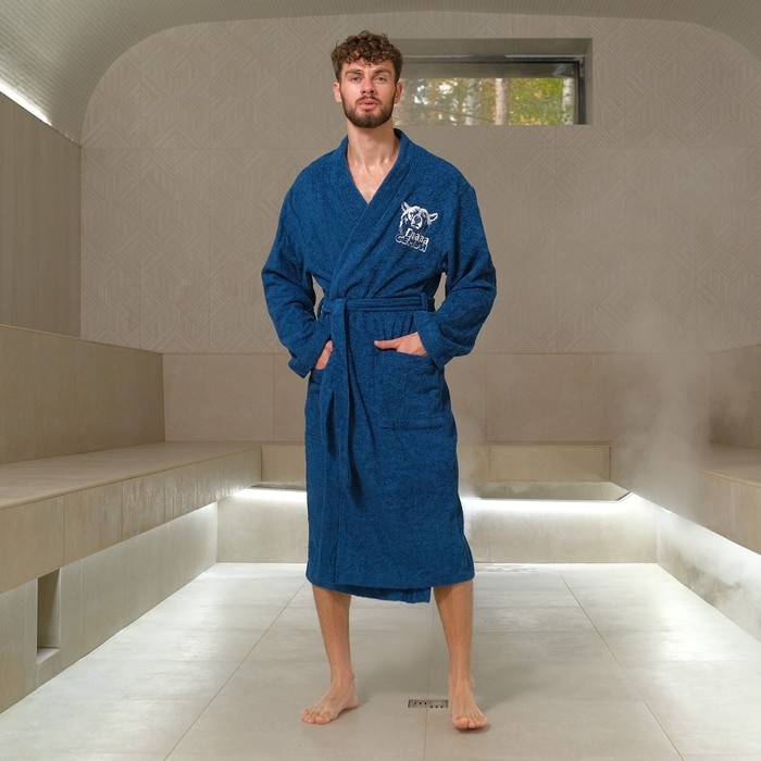 Халат махровый мужской «Глава семьи», размер 56-58, цвет синий Халат махровый мужской «Глава семьи», размер 56-58, цвет синий