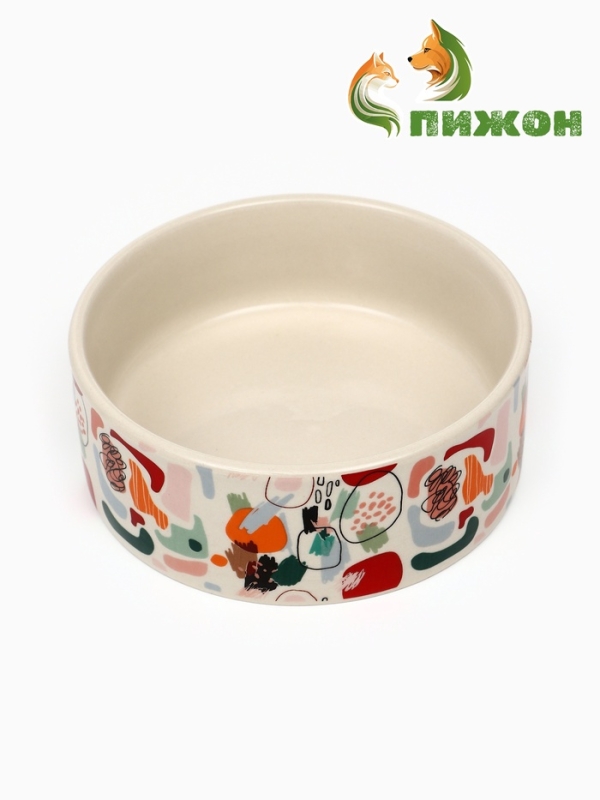 Миска керамическая "Цветные пятнышки" 250 мл, 11,5 х 4,5 см, фон белый