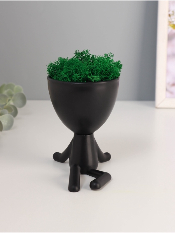 Кашпо пластиковое Кашпо пластиковое "Мистер Грин на чиле" 10*10,5*7,3 см черный