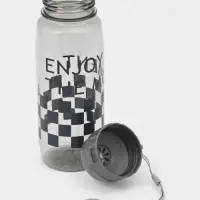 Ланч-бокс, 2 отделения, 2 яруса, с вилкой и ложкой, бутылкой 500мл,20х17х5,5 см, цвет серый   109495