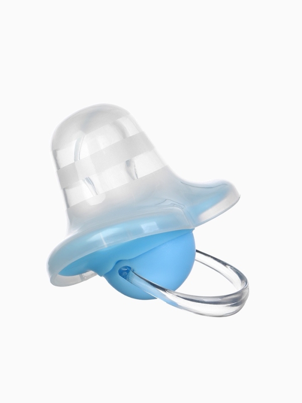 Соска-пустышка ортодонтическая, силикон, от 6 мес., с колпачком, цвет голубой микс