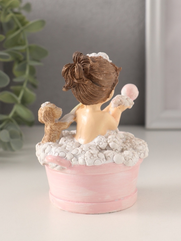 Сувенир полистоун "Купание - малышка и пёсик" 8,5х8х10,5 см