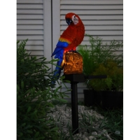 Садовый светильник на солнечной батарее &laquo;Красный Ара&raquo;, 45 см, 1 LED, свечение тёплое белое