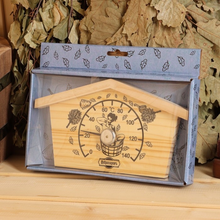 Термометр для бани Термометр для бани "Избушка", деревянный, 23 х 12,5 см, Добропаровъ