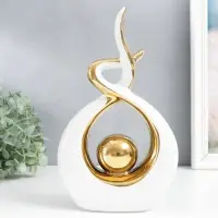 Сувенир керамика "Абстракция. Прикосновение. Шар" белый с золотом 28х6х17 см