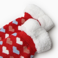 Носки женские с мехом "Сердечки", цвет красный, размер 36-40