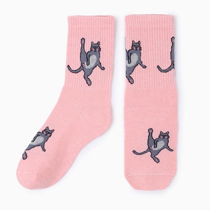 Носки &laquo;Кот&raquo;, цвет розовый, размер 36-40