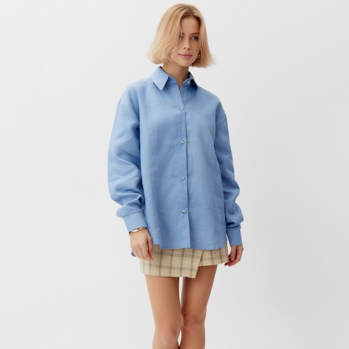 Блузка женская MINAKU: Casual Collection цвет голубой, размер 42