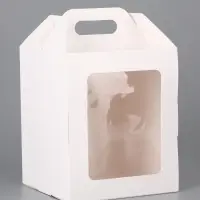 Коробка подарочная пасхальная с окном, белая, 15&times;15&times;18 см