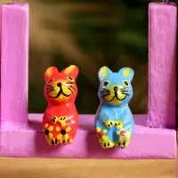 Сувенир &laquo;Зайки на качелях&raquo;, 11&times;5.4&times;14.4 см, дерево, сиреневый