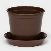 Горшок для цветов с поддоном &laquo;Доляна&raquo;, 800 мл, пластиковый, коричневый, оттенок МИКС
