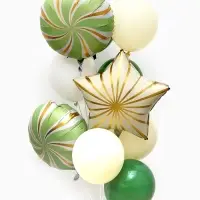 Воздушные шары "Зеленые грани" фольга, латекс, набор 12 штук