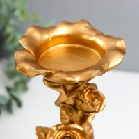 Подсвечник полистоун на 1 свечу "Розы. Тринога" золото 20,8х7,5х7,5 см