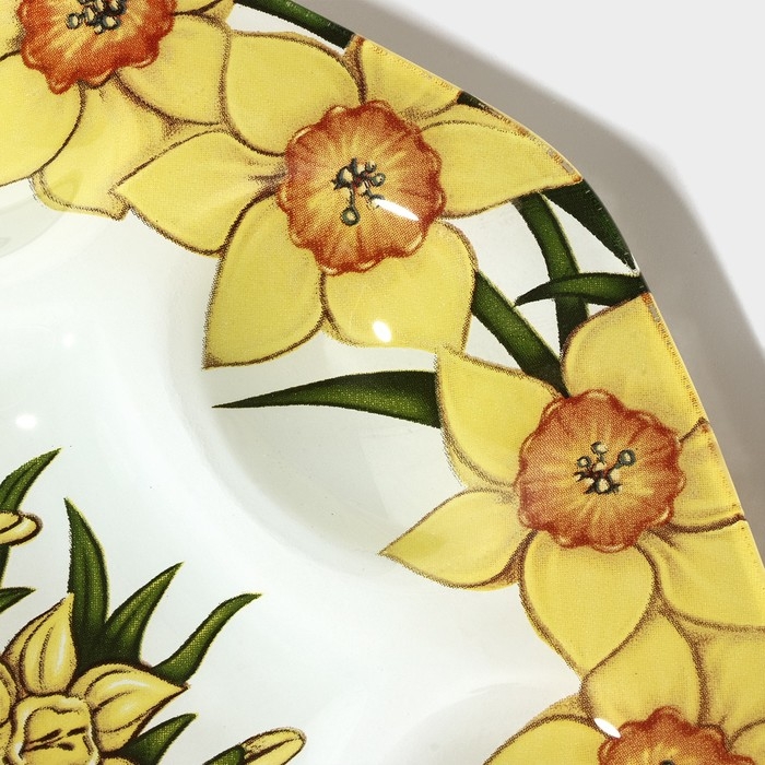 Подставка стеклянная для яиц Доляна &laquo;Кролик в цветах&raquo;, 8 ячеек, 22&times;22 см