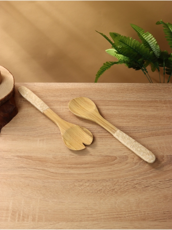 Набор ложек для салата 28 см, +/- 1 см  бамбук