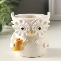 Карандашница сувенирная &laquo;Сова с лейкой&raquo;, 8&times;8 см, гипс, белый перламутр