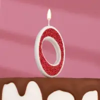 Свеча в торт на шпажке &laquo;Рубиновая коллекция&raquo;, цифра 0, 5.2 см, рубиновая