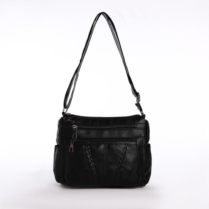 Сумка женская на одно плечо, на молнии, цвет чёрный Сумка женская на одно плечо, на молнии, цвет чёрный