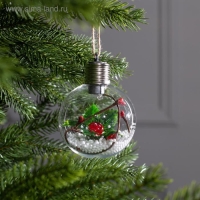 Ёлочный шар &laquo;Листочек&raquo;, батарейки, 1 LED, свечение тёплое белое