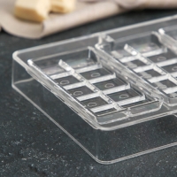 Форма для шоколада &laquo;Плитки с сердцами&raquo;, 20&times;12&times;2,5 см, 4 ячейки 8,5&times;4,2&times;0,7 см, цвет прозрачный