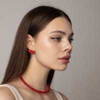 Серьги со стразами &laquo;Роли&raquo; губы, цвет красный