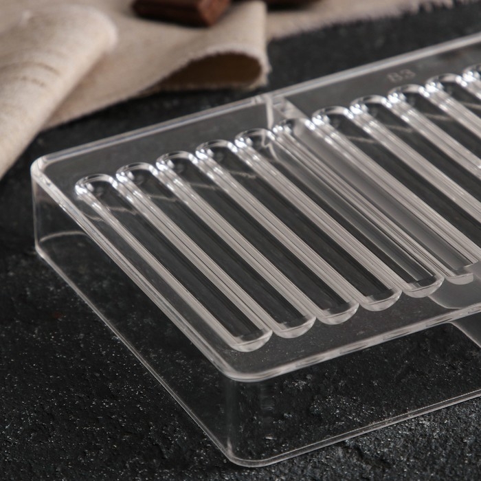 Форма для шоколада &laquo;Соломка&raquo;, 20&times;12&times;2,5 см, 18 ячеек 8,5&times;0,5 см, цвет прозрачный