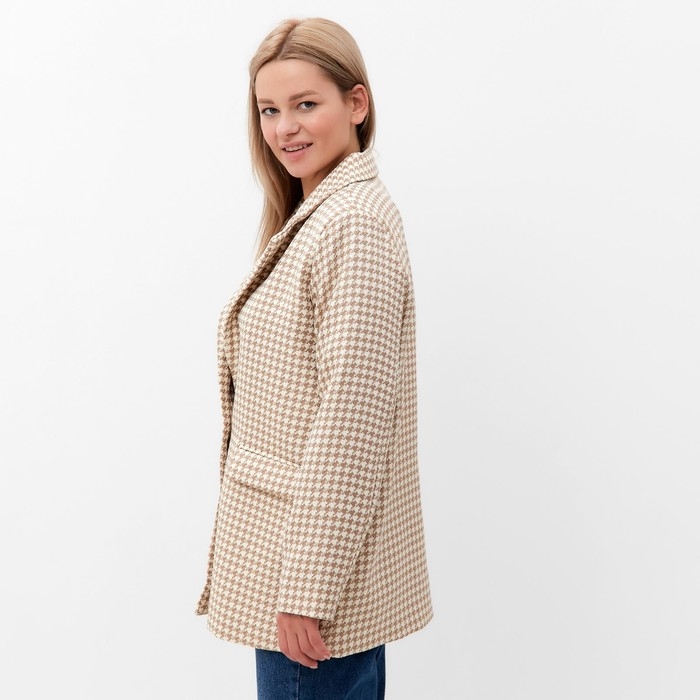 Пиджак женский, цвет светло-бежевый, гусиная лапка, размер 52 Пиджак женский, цвет светло-бежевый, гусиная лапка, размер 52