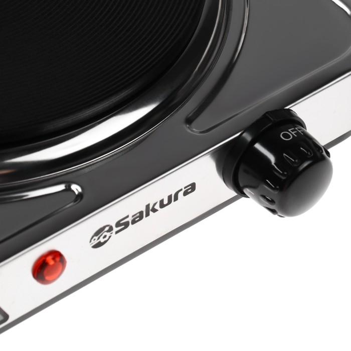 Плитка электрическая Sakura ПЭ-09Н, 1500 Вт, 1 конфорка,  серебристая