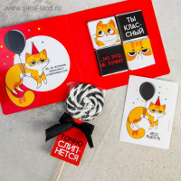 Гифтбокс &laquo;Подарок, который ты заслужил&raquo;, чай 50 г., термостакан 350 мл., драже шоколадное 80 г., шоколад 4 шт. * 5 г., леденец 30 г.