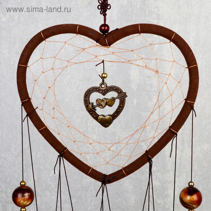 Музыка ветра металл "Сердце с сердечками" 4 трубки 5 колокольчиков d=17 см длина 65 см