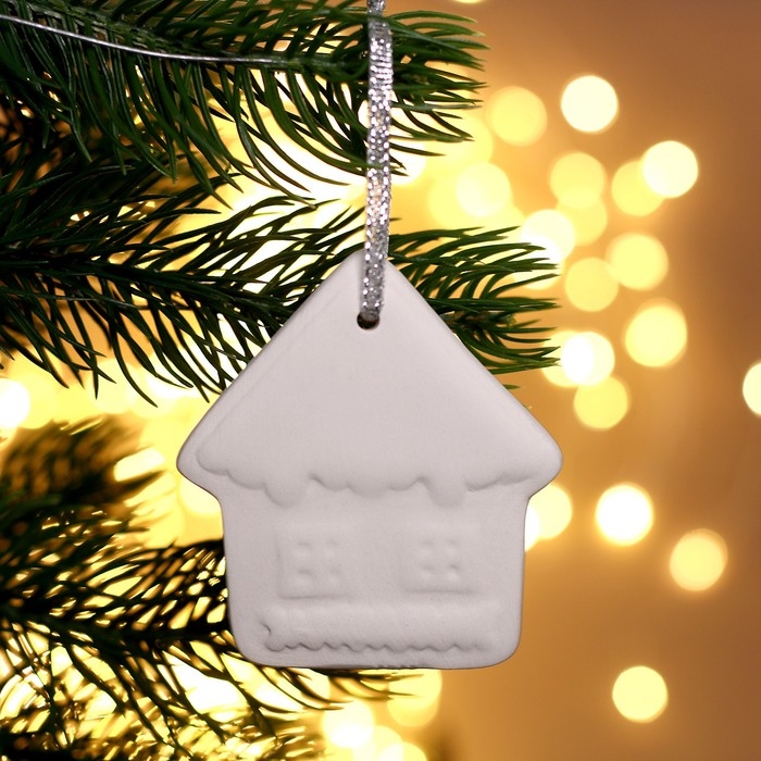 Новый год! Ёлочное украшение под раскраску &laquo;Домик&raquo; с подвесом, кисть